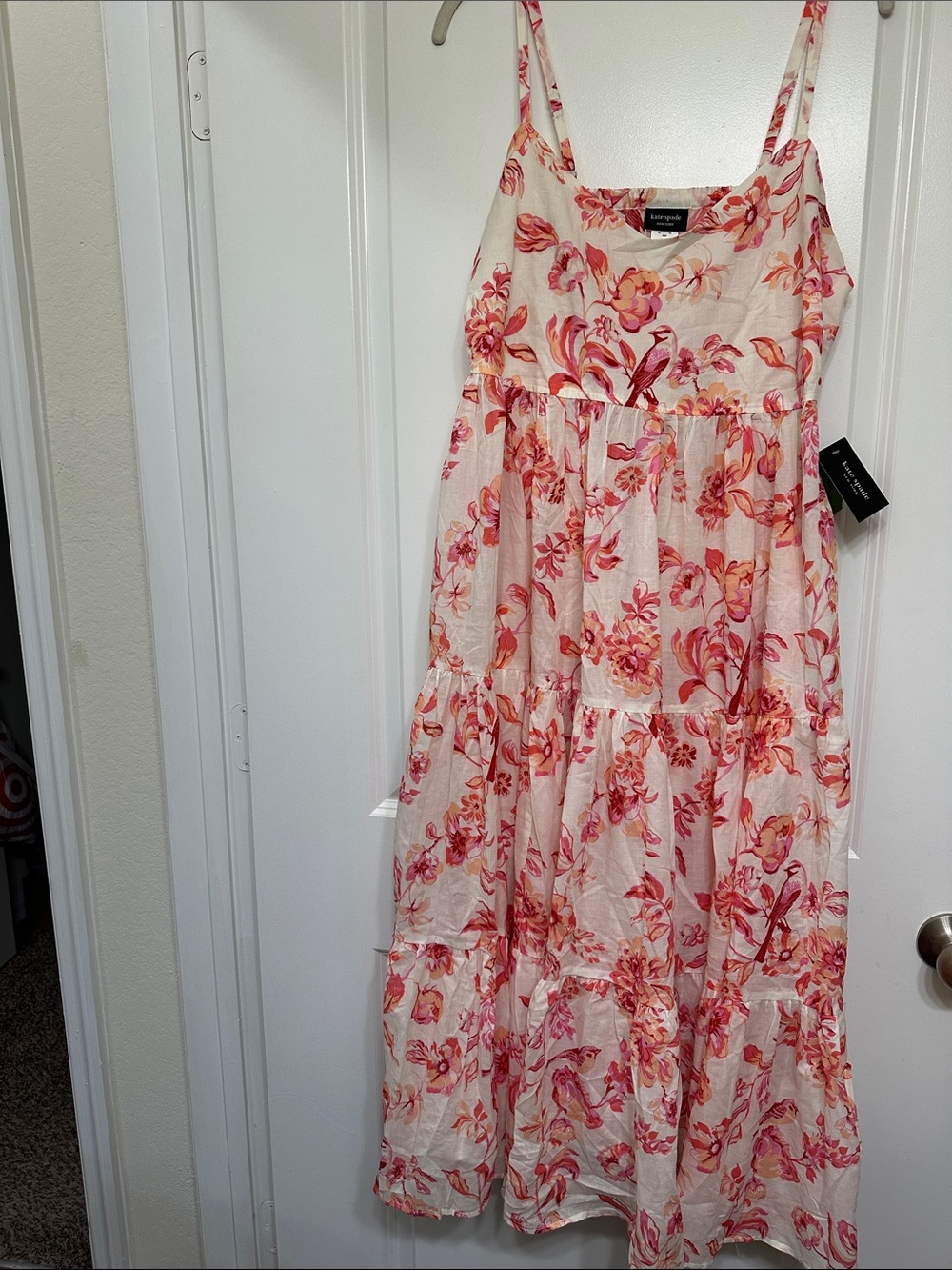 kate spade Cream Floral Spaghetti-Strap Camisole Swim 🏊 Dress- Size XL